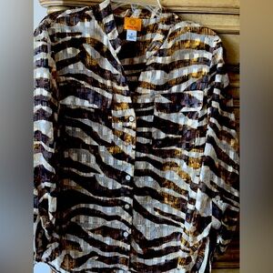 Ruby Rd Women’s Chiffon Leopard’s color Blouse